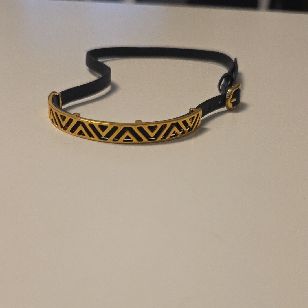 Gold and Black Geometric Patterned Wrap Bracelet